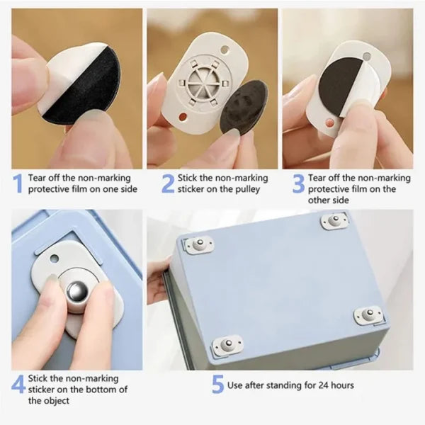 Furniture Moving Wheel Stainless Steel Mini Swivel Wheels With 360 Degree Rotation For Bins Storage Box(pack Of 4pcs)