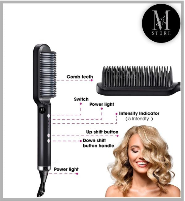 Hair Straightening & Curling Comb/brush – Dual-purpose Professional Hair Styler, Non-damaging Splint, | 2 In 1 Hair Straightener | ( Random Color )