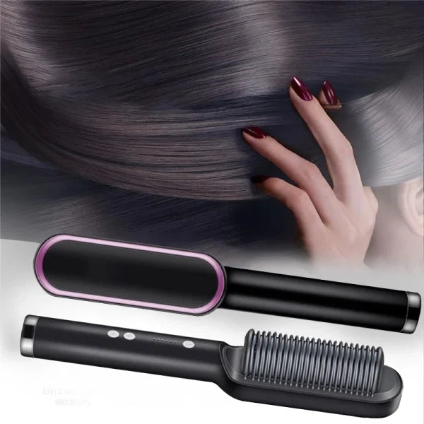 Hair Straightening & Curling Comb/brush – Dual-purpose Professional Hair Styler, Non-damaging Splint, | 2 In 1 Hair Straightener | ( Random Color )