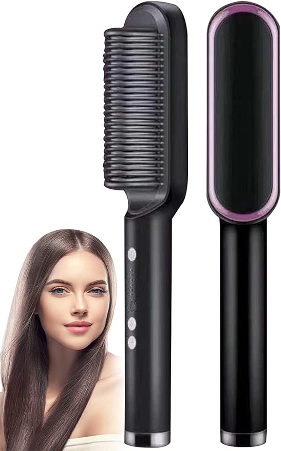 Hair Straightening & Curling Comb/brush – Dual-purpose Professional Hair Styler, Non-damaging Splint, | 2 In 1 Hair Straightener | ( Random Color )