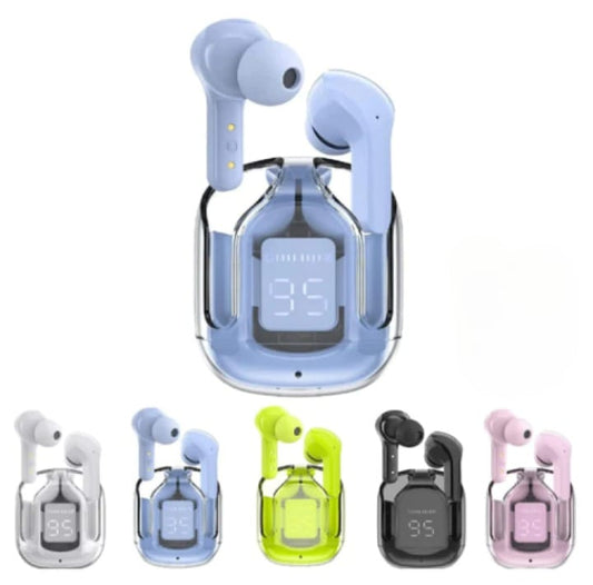 Air 31 Earbuds Wireless Earbuds With Crystal Transparent Case With Type-C Charging | Earbuds Bluetooth 5.3 - With Pouch - Random Color