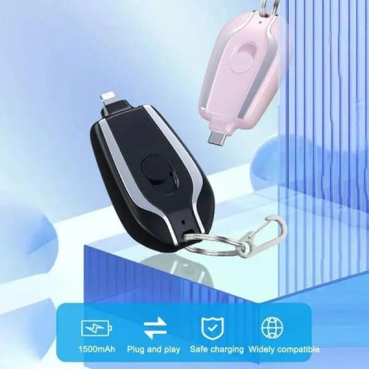 Keychain Portable Charger, Mini Power Emergency Pod Key Ring Cell Phone Charger, Ultra-compact External Fast Charging Power Bank (type C) &[iphone](random Color)