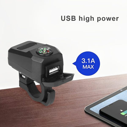 MotoCharge Pro – USB Charger with Compass (Waterproof, 36–105V)